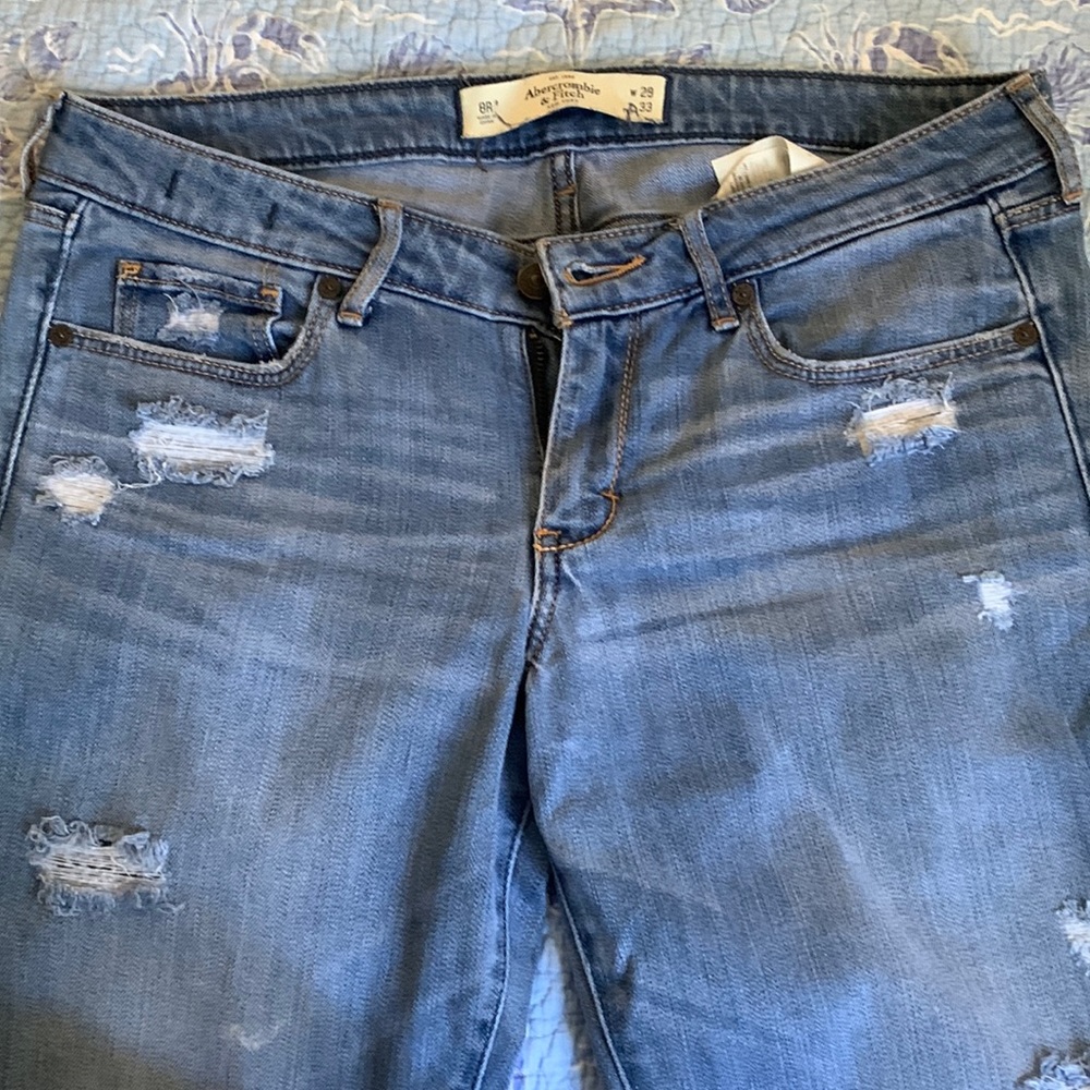 AF straight leg distressed denim